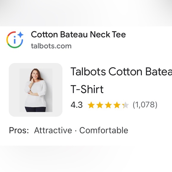 Talbots womens bateau neck tee. New with tags. Size 1x boatneck - Picture 5 of 5